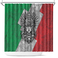 Mexico Aztec Warrior Goddess Shower Curtain Aztec Tribal Skull Tricolor Armor