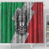 Mexico Aztec Warrior Goddess Shower Curtain Aztec Tribal Skull Tricolor Armor