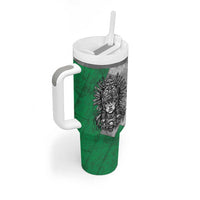 Mexico Aztec Warrior Goddess Tumbler With Handle Aztec Tribal Skull Tricolor Armor