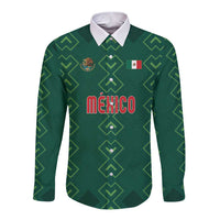 Custom Mexico Football Long Sleeve Button Shirt Go Champions Mexico
