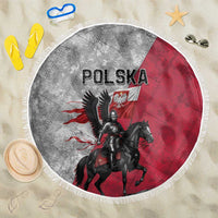 Poland Winged Hussar Warrior Beach Blanket Polska Flag Armor Spirit