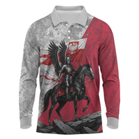 Poland Winged Hussar Warrior Long Sleeve Polo Shirt Polska Flag Armor Spirit