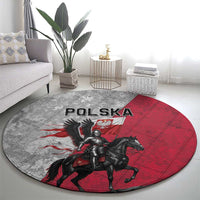 Poland Winged Hussar Warrior Round Carpet Polska Flag Armor Spirit