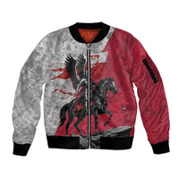 Poland Winged Hussar Warrior Sleeve Zip Bomber Jacket Polska Flag Armor Spirit