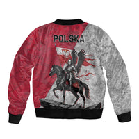 Poland Winged Hussar Warrior Sleeve Zip Bomber Jacket Polska Flag Armor Spirit