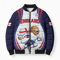 Custom World Football 2026 England Bomber Puffer Jacket Lion Mascot St George Cross Design