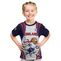 Custom World Football 2026 England Kid T Shirt Lion Mascot St George Cross Design