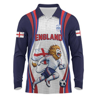 Custom World Football 2026 England Long Sleeve Polo Shirt Lion Mascot St George Cross Design