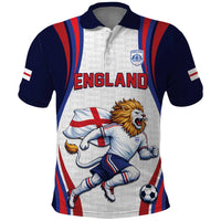 Custom World Football 2026 England Polo Shirt Lion Mascot St George Cross Design