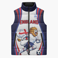 Custom World Football 2026 England Sleeveless Puffer Jacket Lion Mascot St George Cross Design