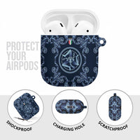 Italy Football 2026 AirPods Case Italian Trinacria Blue Baroque Design