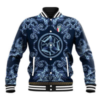 Custom Italy Football 2026 Baseball Jacket Italian Trinacria Blue Baroque Design