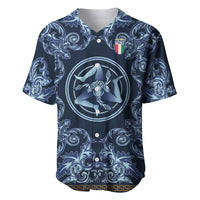 Custom Italy Football 2026 Baseball Jersey Italian Trinacria Blue Baroque Design