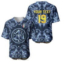 Custom Italy Football 2026 Baseball Jersey Italian Trinacria Blue Baroque Design