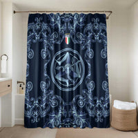 Italy Football 2026 Bathroom Set Italian Trinacria Blue Baroque Design