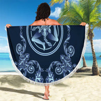 Italy Football 2026 Beach Blanket Italian Trinacria Blue Baroque Design