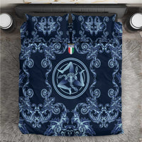 Italy Football 2026 Bedding Set Italian Trinacria Blue Baroque Design