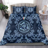 Italy Football 2026 Bedding Set Italian Trinacria Blue Baroque Design