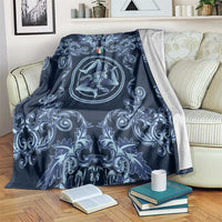 Italy Football 2026 Blanket Italian Trinacria Blue Baroque Design