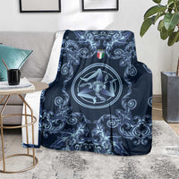 Italy Football 2026 Blanket Italian Trinacria Blue Baroque Design
