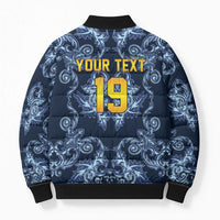 Custom Italy Football 2026 Bomber Puffer Jacket Italian Trinacria Blue Baroque Design
