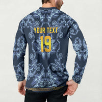 Custom Italy Football 2026 Button Sweatshirt Italian Trinacria Blue Baroque Design