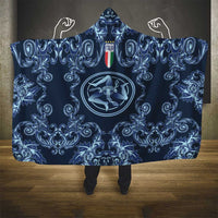 Italy Football 2026 Hooded Blanket Italian Trinacria Blue Baroque Design