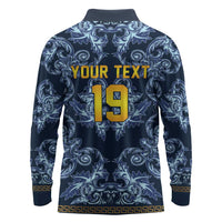 Custom Italy Football 2026 Long Sleeve Polo Shirt Italian Trinacria Blue Baroque Design