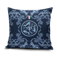 Italy Football 2026 Pillow Cover Italian Trinacria Blue Baroque Design