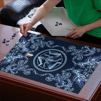 Italy Football 2026 Puzzle Italian Trinacria Blue Baroque Design