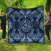 Italy Football 2026 Quilt Italian Trinacria Blue Baroque Design
