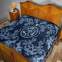 Italy Football 2026 Quilt Italian Trinacria Blue Baroque Design