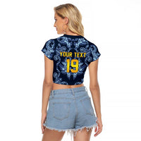 Custom Italy Football 2026 Raglan Cropped T Shirt Italian Trinacria Blue Baroque Design