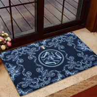 Italy Football 2026 Rubber Doormat Italian Trinacria Blue Baroque Design