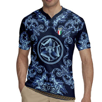 Custom Italy Football 2026 Rugby Jersey Italian Trinacria Blue Baroque Design