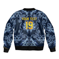 Custom Italy Football 2026 Sleeve Zip Bomber Jacket Italian Trinacria Blue Baroque Design