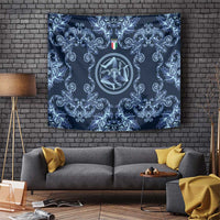 Italy Football 2026 Tapestry Italian Trinacria Blue Baroque Design