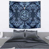 Italy Football 2026 Tapestry Italian Trinacria Blue Baroque Design