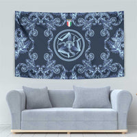 Italy Football 2026 Tapestry Italian Trinacria Blue Baroque Design