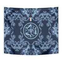 Italy Football 2026 Tapestry Italian Trinacria Blue Baroque Design