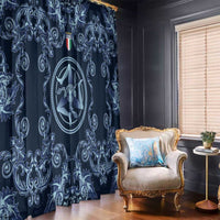 Italy Football 2026 Window Curtain Italian Trinacria Blue Baroque Design