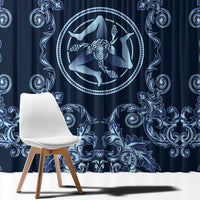Italy Football 2026 Window Curtain Italian Trinacria Blue Baroque Design