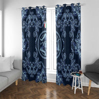 Italy Football 2026 Window Curtain Italian Trinacria Blue Baroque Design