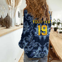 Custom Italy Football 2026 Women Casual Shirt Italian Trinacria Blue Baroque Design