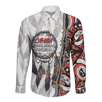 Canada National Indigenous Peoples Day Long Sleeve Button Shirt Dreamcatcher First Nations Heritage Pride