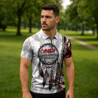 Canada National Indigenous Peoples Day Zipper Polo Shirt Dreamcatcher First Nations Heritage Pride