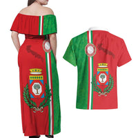 Italy Apulia Couples Matching Off Shoulder Maxi Dress and Hawaiian Shirt Map Of Apulia With Coat Of Arms LT19