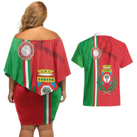 Italy Apulia Couples Matching Off Shoulder Short Dress and Hawaiian Shirt Map Of Apulia With Coat Of Arms LT19