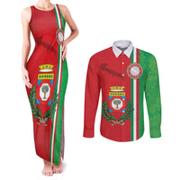 Italy Apulia Couples Matching Tank Maxi Dress and Long Sleeve Button Shirt Map Of Apulia With Coat Of Arms LT19