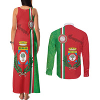 Italy Apulia Couples Matching Tank Maxi Dress and Long Sleeve Button Shirt Map Of Apulia With Coat Of Arms LT19